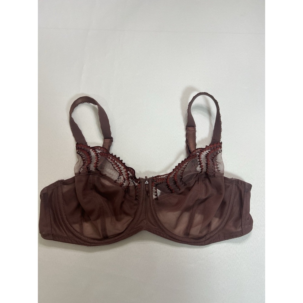 Wacoal Evocative Edge Bra Sheer Embroidered 855304 Brown Full Figure 38DD